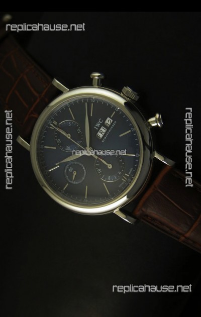 IWC Portofino Chronograph Swiss Watch in Steel Case Grey Dial