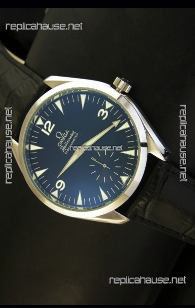 Omega Seamaster Railmaster Japanese Replica Watch in Black Leather Strap