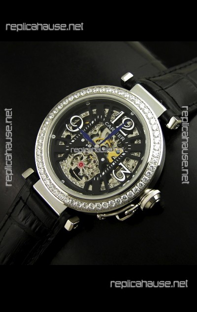 Cartier Ronde De Ladies Replica Watch in Decorated Skeleton Dial