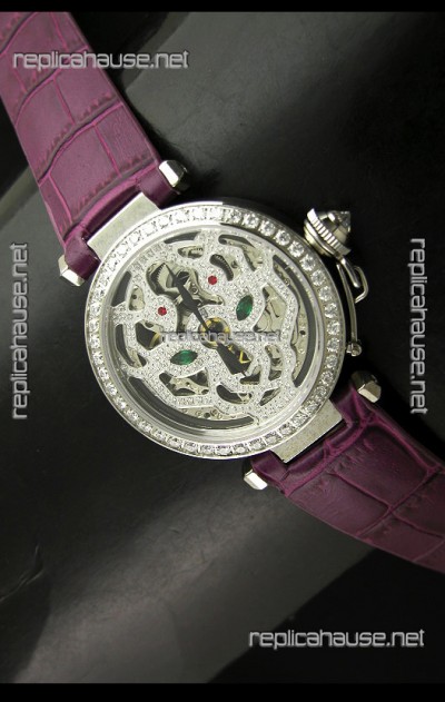 Cartier Pasha Ladies Replica Watch in Skelton Diamond Dial