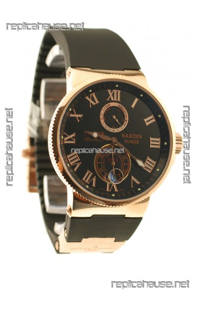 Ulysse Nardin Maxi Marine Chronometer Japanese Replica Rose Gold Watch