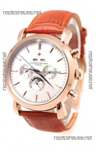 Vacheron Constantin Malte Perpetual Chronograph Japanese Replica Watch in White Dial