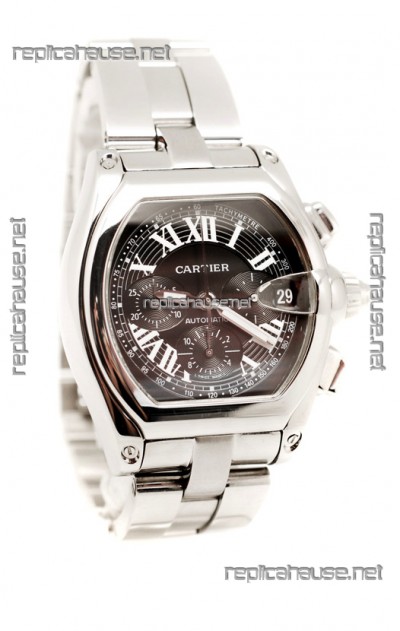 Cartier Roadster Chronograph Swiss Replica Watch in Black Dial