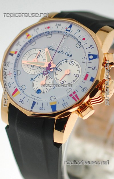 Corum Admirals Cup Chronograph Swiss Replica Gold Watch 