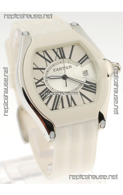 Cartier Roadster Japanese Replica Watch in White 