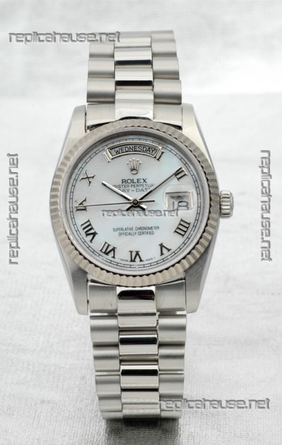 Rolex Day Date Silver Swiss Replica Watch