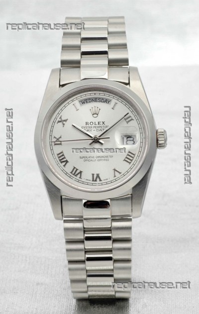 Rolex Day Date Silver Swiss Replica Watch