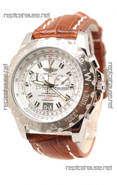 Breitling Chronograph Chronometre Replica Watch in Brown Strap