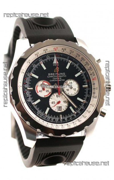 Breitling Chrono-Matic Chronometre Japanese Replica Watch in Black Dial