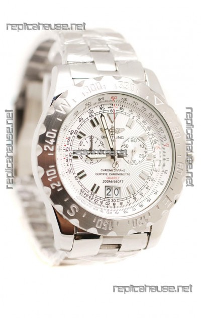 Breitling Chronograph Chronometre Replica Watch in White Dial