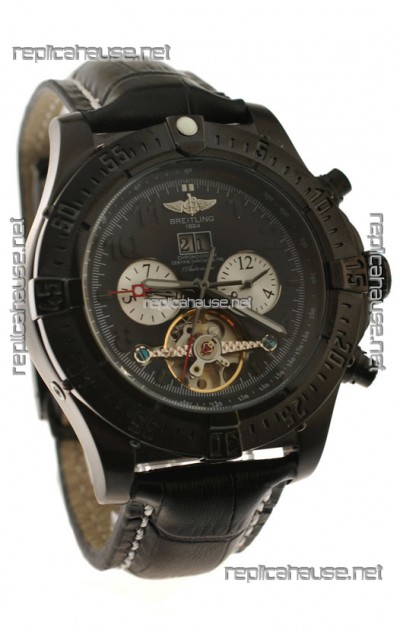 Breitling Chronometre Tourbillon Japanese Replica Watch in Black 