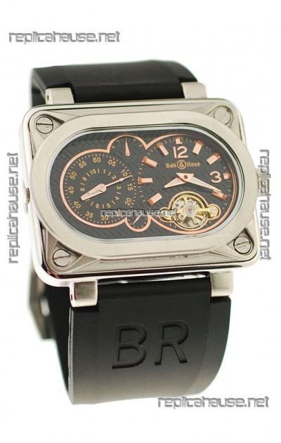 Bell and Ross BR Minuteur Tourbillon PVD Japanese Watch in Rose Gold Markers