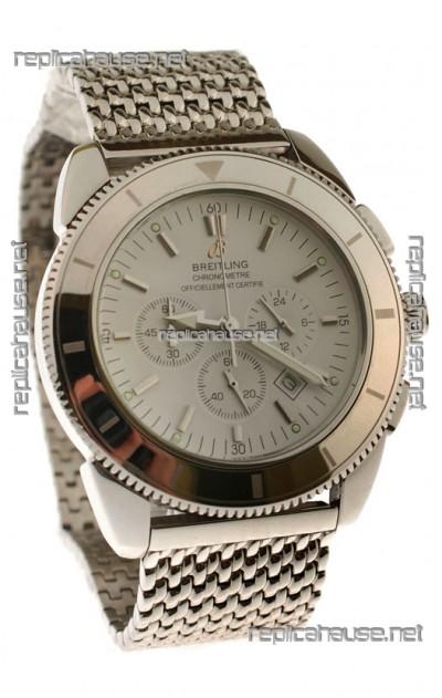 Breitling Chronometre Japanese Replica Watch in White Dial