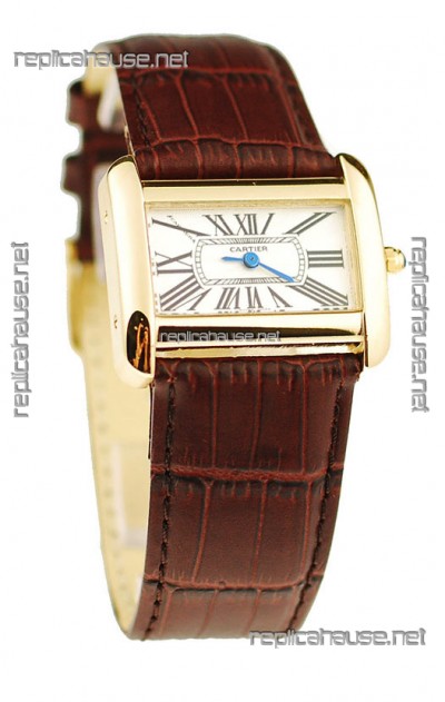 Cartier Tank Divan Japanese Replica Ladies Gold Watch