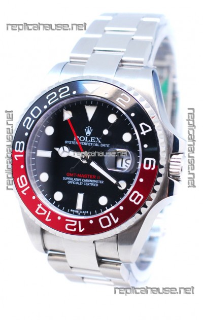 Rolex GMT Masters II 2011 Edition Replica Black and Red Ceramic Bezel Watch