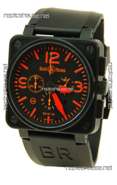 Bell and Ross BR01-94 Edition Swiss Replica Automatic Watch in Orange Markers