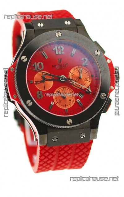 Hublot Big Bang Swiss Watch in Red Dial Ceramic Bezel