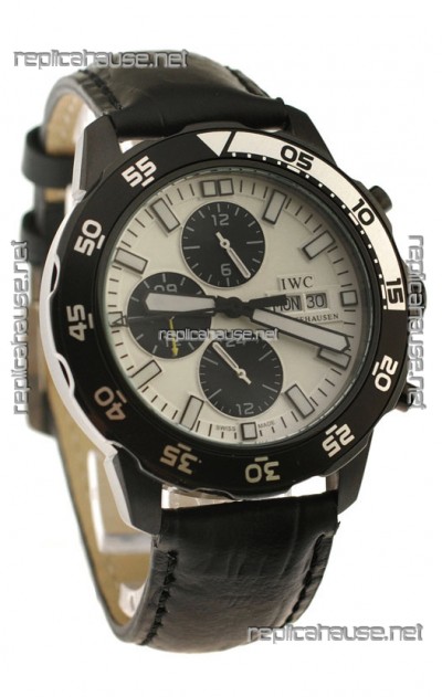 IWC Aquatimer Chronograph Japanese Replica PVD Watch in White Dial