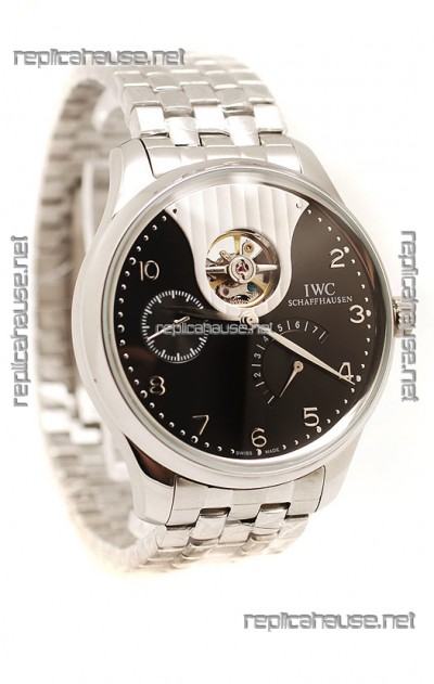 IWC Portuguese Tourbillon Mystere Replica Watch in Black Dial