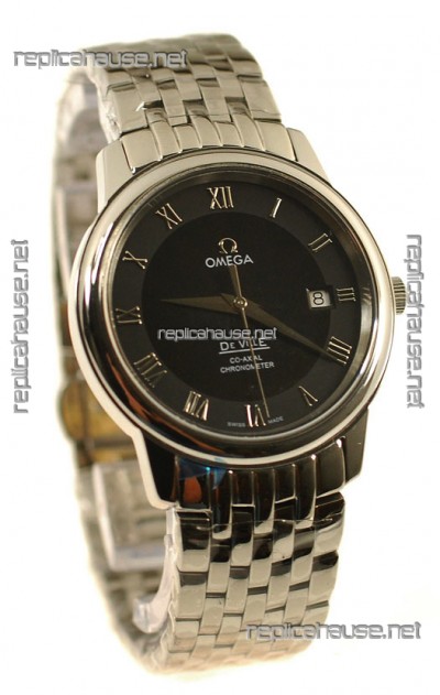 Omega Co-Axial Deville Japanese Steel Watch in Black Dial