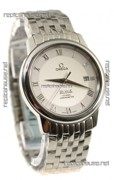 Omega Co-Axial Deville Japanese Steel Watch in White Dial