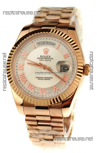 Rolex Day Date Pink Gold Japanese Replica Watch