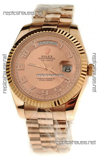 Rolex Day Date Pink Gold Swiss Replica Watch
