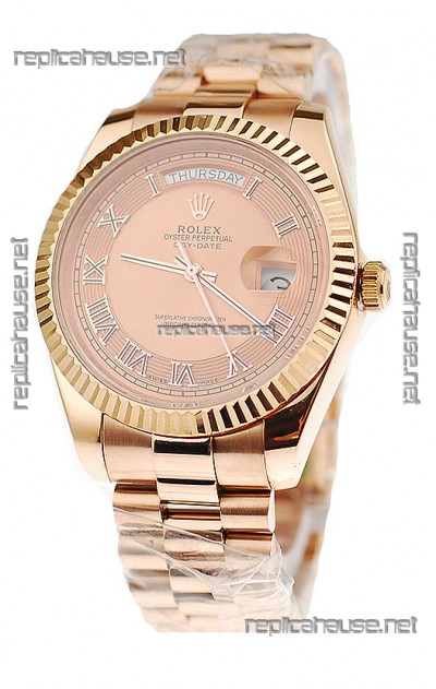 Rolex Day Date Pink Gold Swiss Replica Watch