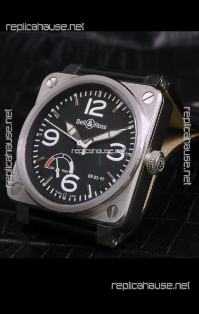 Bell and Ross BR013 97 Power Reserve Swiss Replica Watch in Black Dial
