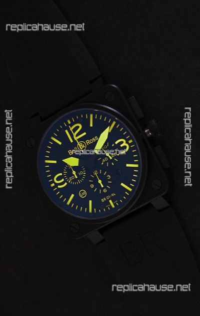 Bell and Ross BR01-94 7750 Swiss Watch in Yellow Markings