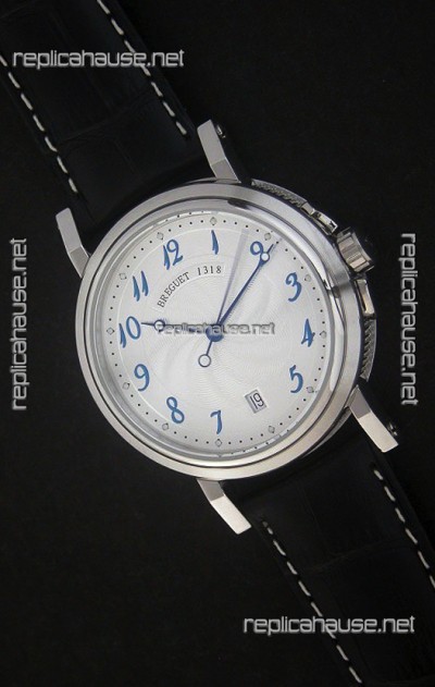 Breguet De La Marine Swiss Replica Steel Watch in White Dial