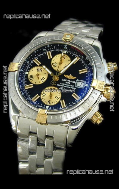 Breitling Windrider Swiss Replica Watch in Black Dial Two Tone Markers