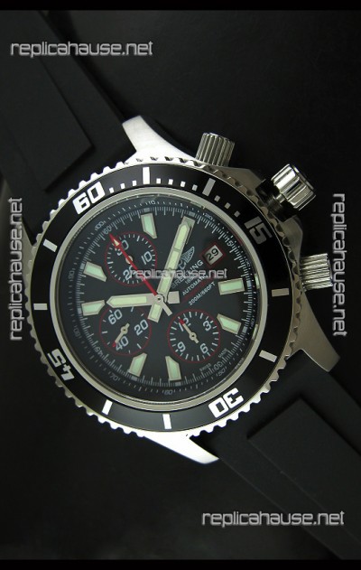 Breiting Superocean Chronograph Swiss Replica Watch in Black Dial - 1:1 Mirror Replica 