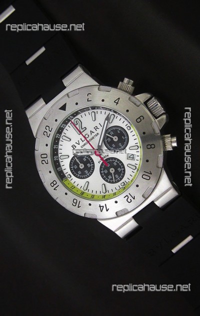 Bvlgari Diagono Chrono Swiss Replica Watch in White Dial