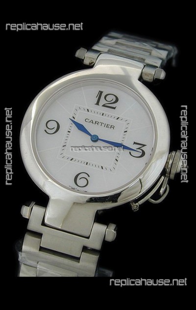 Cartier Pasha de Swiss Replica Automatic Watch in White Dial