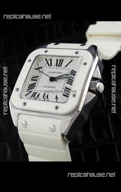Cartier Santos Swiss Replica Watch in White Dial