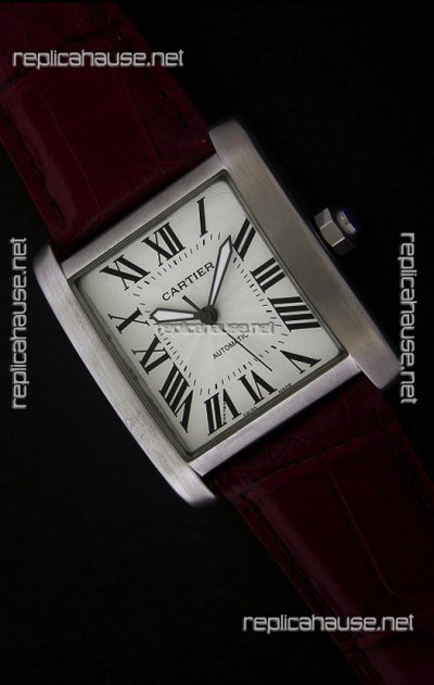 Cartier Tank 100 Japanese Replica Watch in Brown Strap