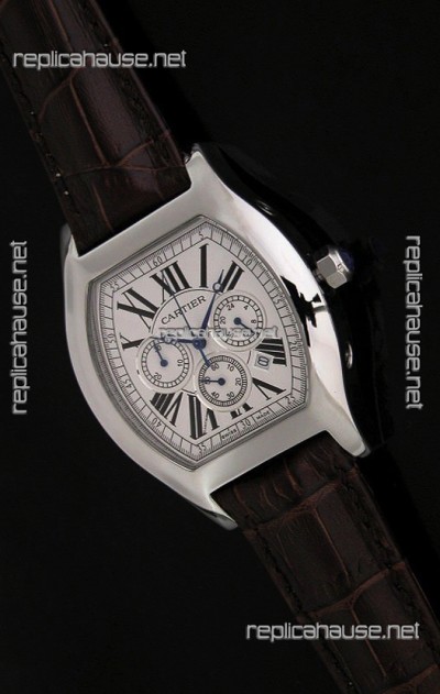 Cartier Tortue Japanese Replica Watch in Brown Strap