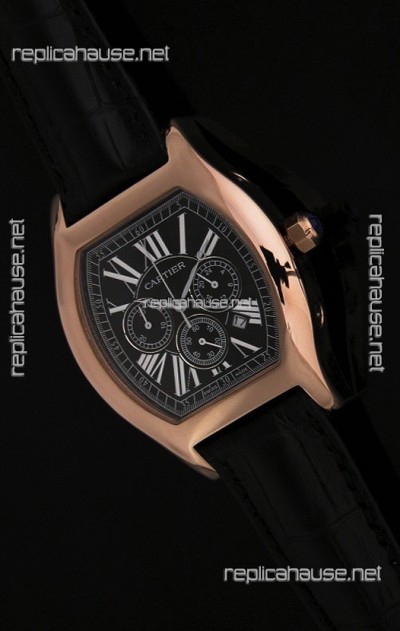 Cartier Tortue Japanese Replica Watch in Black Dial