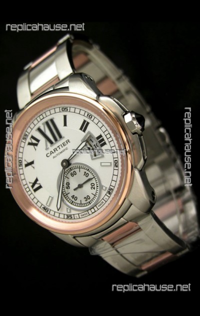 Calibre De Cartier Japanese Automatic Replica Watch in Two Tone