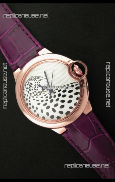 Ballon De Cartier Watch with Purple Leather Strap