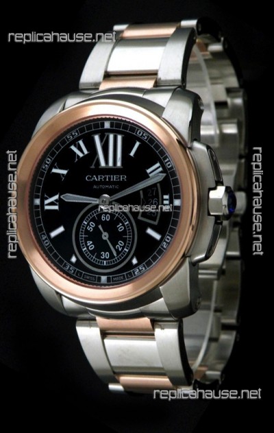 Cartier Calibre de Japanese Replica Rose Gold Watch