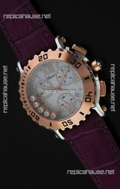 Chopard Happy Sport Swiss Replica Watch in Dark Red Strap
