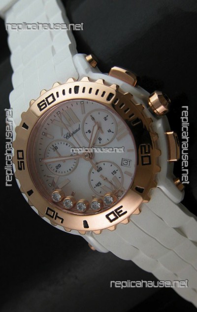 Chopard Happy Sport Swiss Replica Watch in White Strap