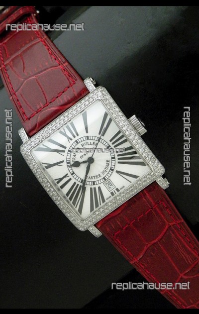 Franck muller Master Square Japanese Replica Watch in Red Strap