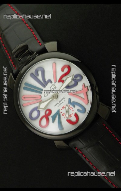 Gaga Milano Italy Japanese Replica PVD Watch in White Dial