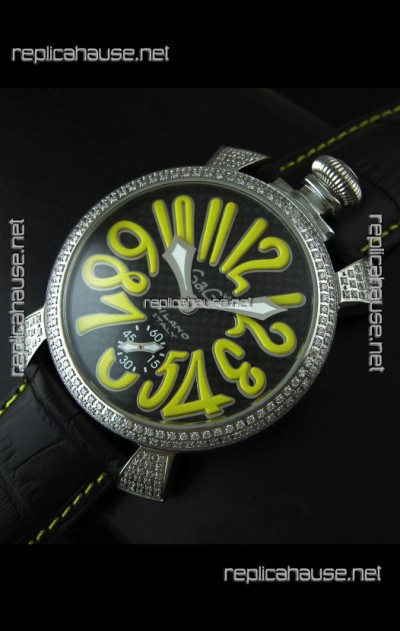 Gaga Milano Italy Manuale Replica Japanese Watch in Yellow Markers