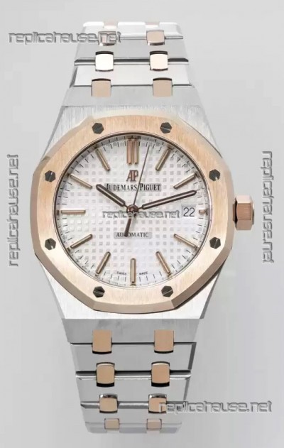 Audemars Piguet Royal Oak 37MM Two Tone White Dial Watch in 3120 Movement - 1:1 Mirror Replica