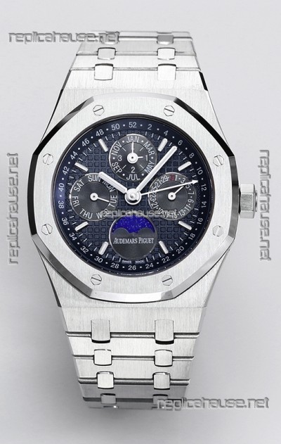 Audemars Piguet Royal Oak Perpetual Calendar Swiss Replica 904L Steel - Navy Blue Dial 