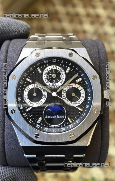 Audemars Piguet Royal Oak Perpetual Calendar Swiss Replica 904L Steel in Black Dial 